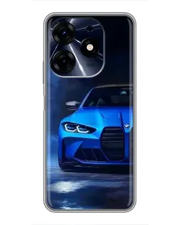 Чехол для TECNO Spark 10 Pro с картинкой «Голубая BMW M4»