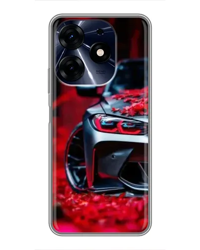 Чехол для TECNO Spark 10 Pro с картинкой «Спортивная BMW и цветы»