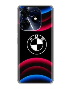Чехол для TECNO Spark 10 Pro с картинкой «Логотип BMW и неоновые дуги»