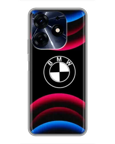 Чехол для TECNO Spark 10 Pro с картинкой «Логотип BMW и неоновые дуги»
