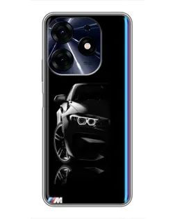 Чехол для TECNO Spark 10 Pro с картинкой «Силуэт BMW в темноте»