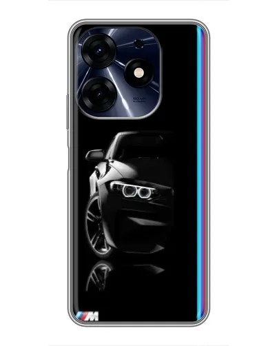 Чехол для TECNO Spark 10 Pro с картинкой «Силуэт BMW в темноте»
