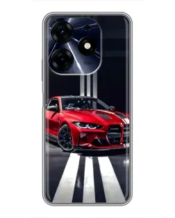 Чехол для TECNO Spark 10 Pro с картинкой «Красная BMW на дороге»