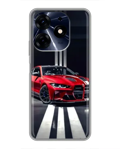 Чехол для TECNO Spark 10 Pro с картинкой «Красная BMW на дороге»