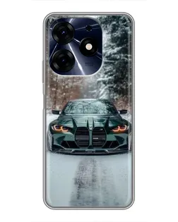 Чехол для TECNO Spark 10 Pro с картинкой «BMW в зимнем лесу»