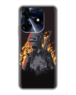 Чехол для TECNO Spark 10 Pro с картинкой «PUBG — огненный силуэт»