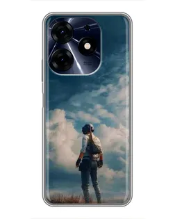 Чехол для TECNO Spark 10 Pro с картинкой «Герой PUBG на скале»