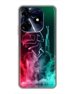 Чехол для TECNO Spark 10 Pro с картинкой «PUBG — огненный воин»