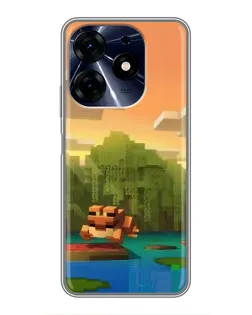 Чехол для TECNO Spark 10 Pro с картинкой «Майнкрафт закат солнца»