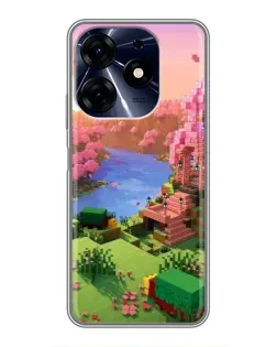 Чехол для TECNO Spark 10 Pro с картинкой «Розовое дерево Minecraft»