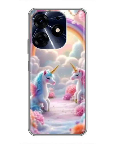 Чехол для TECNO Spark 10 Pro с картинкой «Радуга и единороги»