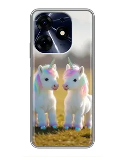 Чехол для TECNO Spark 10 Pro с картинкой «Пара единорогов»