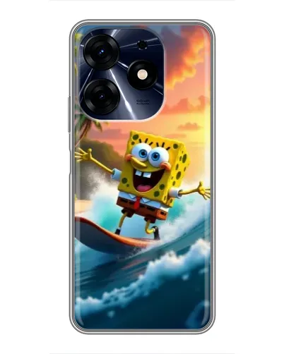 Чехол для TECNO Spark 10 Pro с картинкой «Губка Боб серфингист»