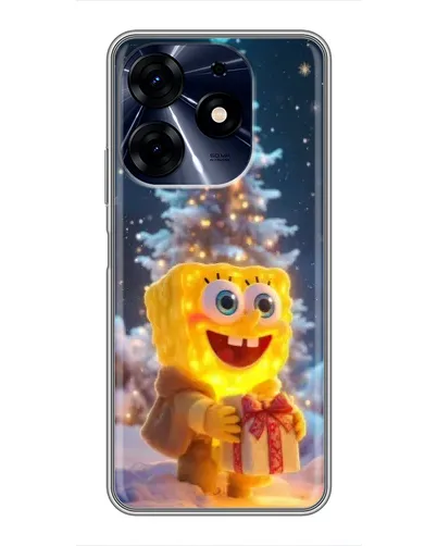 Чехол для TECNO Spark 10 Pro с картинкой «Рождественский Спанч Боб»