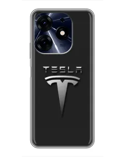 Чехол для TECNO Spark 10 Pro с картинкой «Стальной логотип Tesla»