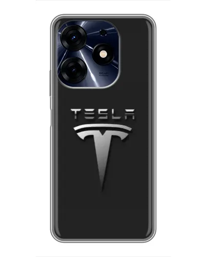 Чехол для TECNO Spark 10 Pro с картинкой «Стальной логотип Tesla» Чехол для TECNO Spark 10 Pro с картинкой «Стальной логотип Tesla»