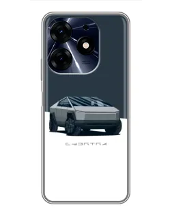 Чехол для TECNO Spark 10 Pro с картинкой «Серебристый Cybertruck Tesla»