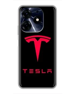 Чехол для TECNO Spark 10 Pro с картинкой «Tesla Red Logo»