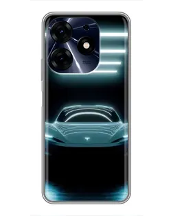 Чехол для TECNO Spark 10 Pro с картинкой «Tesla в неоне»