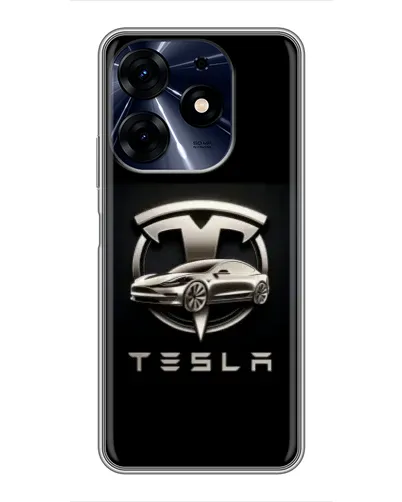 Чехол для TECNO Spark 10 Pro с картинкой «Tesla — серебристое авто» Чехол для TECNO Spark 10 Pro с картинкой «Tesla — серебристое авто»