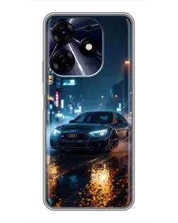 Чехол для TECNO Spark 10 Pro с картинкой «Ночной город и Audi»