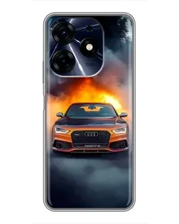 Чехол для TECNO Spark 10 Pro с картинкой «Audi в огненном дыму»