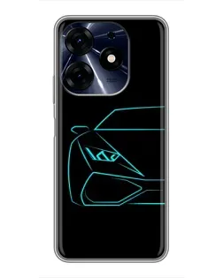 Чехол для TECNO Spark 10 Pro с картинкой «Голубой силуэт Lamborghini»