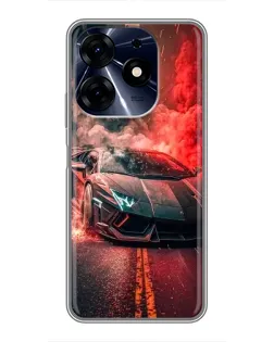 Чехол для TECNO Spark 10 Pro с картинкой «Lamborghini красный дым»