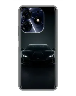 Чехол для TECNO Spark 10 Pro с картинкой «Черный Lamborghini Aventador»