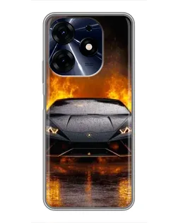 Чехол для TECNO Spark 10 Pro с картинкой «Lamborghini в огне»