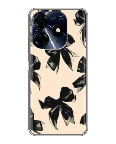 Чехол для TECNO Spark 10 Pro с картинкой «Паттерн черные банты»