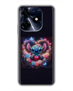 Чехол для TECNO Spark 10 Pro с картинкой «Stitch в цветах» Чехол для TECNO Spark 10 Pro с картинкой «Stitch в цветах»