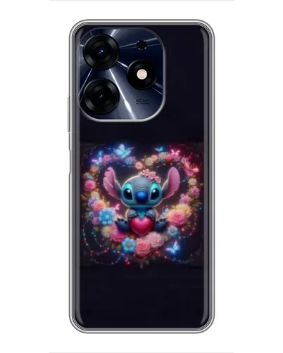 Чехол для TECNO Spark 10 Pro с картинкой «Stitch в цветах»