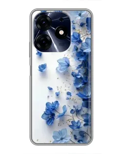 Чехол для TECNO Spark 10 Pro с картинкой «Голубой цветочный каскад»