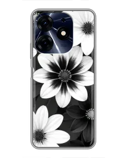 Чехол для TECNO Spark 10 Pro с картинкой «Монохромные астры»