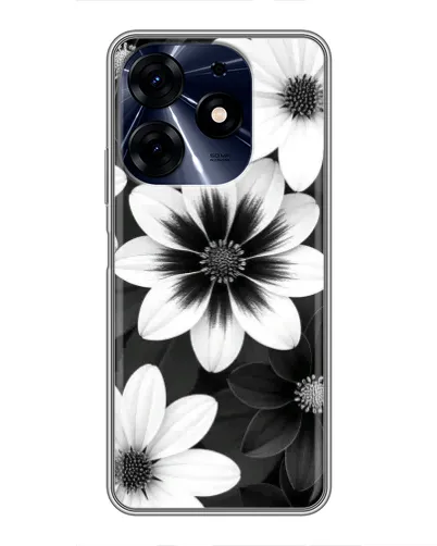 Чехол для TECNO Spark 10 Pro с картинкой «Монохромные астры»