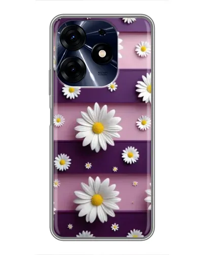 Чехол для TECNO Spark 10 Pro с картинкой «Ромашки на фиолетовом»