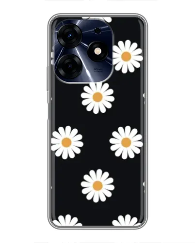 Чехол для TECNO Spark 10 Pro с картинкой «Ромашки на черном»