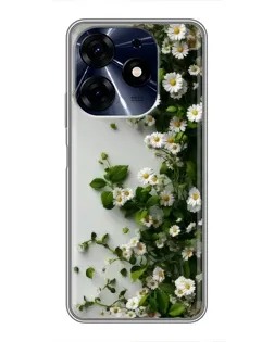 Чехол для TECNO Spark 10 Pro с картинкой «Ветка мелких белых цветов»