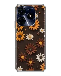 Чехол для TECNO Spark 10 Pro с картинкой «Узор из маленьких подсолнухов»