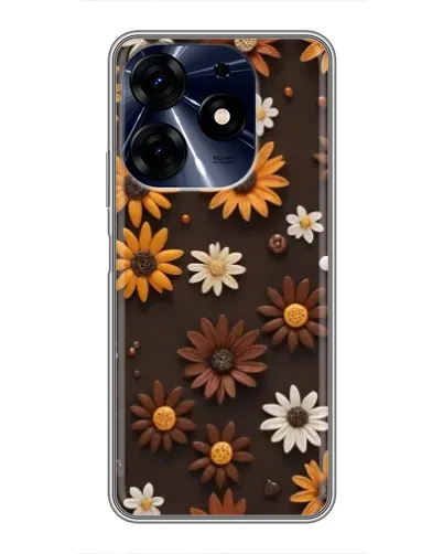 Чехол для TECNO Spark 10 Pro с картинкой «Узор из маленьких подсолнухов»