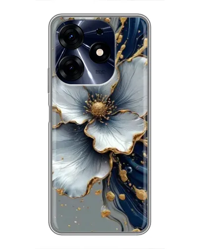 Чехол для TECNO Spark 10 Pro с картинкой «Белый цветок и золотой флюид» Чехол для TECNO Spark 10 Pro с картинкой «Белый цветок и золотой флюид»