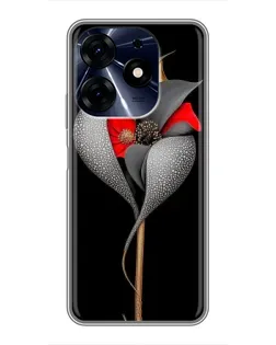 Чехол для TECNO Spark 10 Pro с картинкой «Серебряный фантазийный цветок»