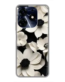 Чехол для TECNO Spark 10 Pro с картинкой «Объемные белые цветы»