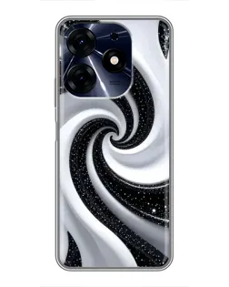 Чехол для TECNO Spark 10 Pro с картинкой «Черно-белая спираль»