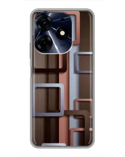 Чехол для TECNO Spark 10 Pro с картинкой «Коричневые объемные квадраты»