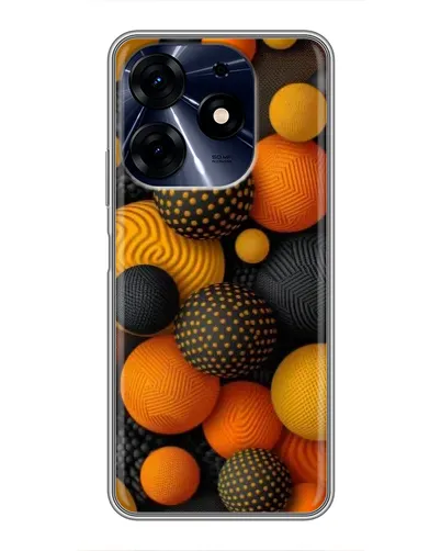 Чехол для TECNO Spark 10 Pro с картинкой «Объемные оранжевые сферы»