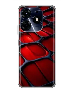 Чехол для TECNO Spark 10 Pro с картинкой «Красная глянцевая сетка»
