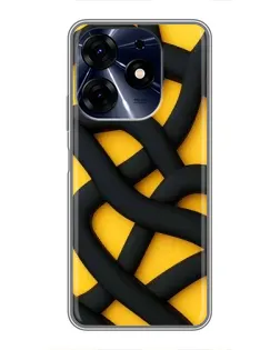 Чехол для TECNO Spark 10 Pro с картинкой «Черное желтое переплетение»