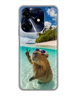 Чехол для TECNO Spark 10 Pro с картинкой «Капибара на море»
